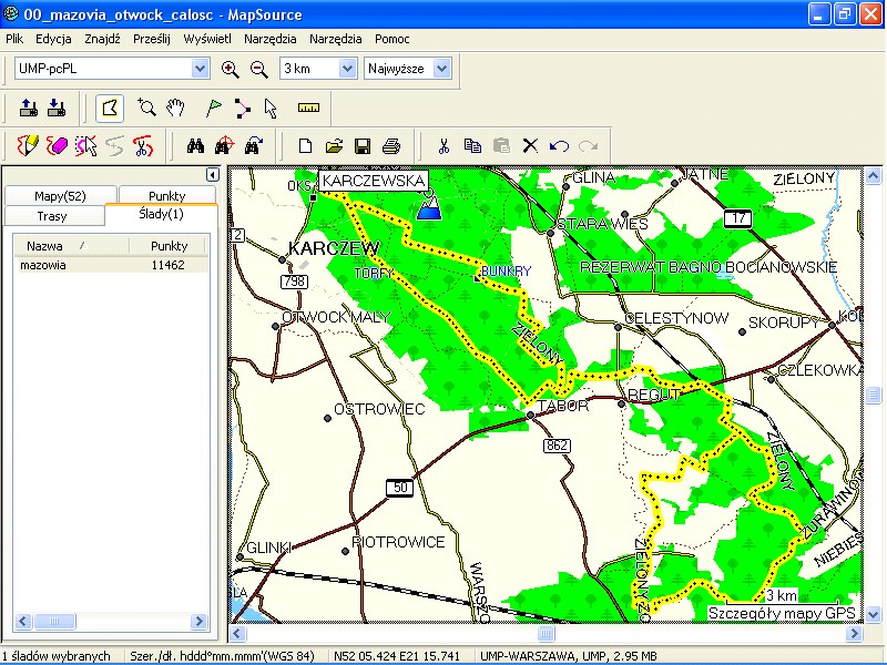 wygląd w Mapsource